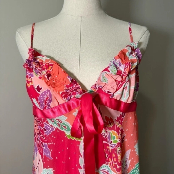 Y2K style floral boho babydoll slip dress/top M - Picture 5 of 7